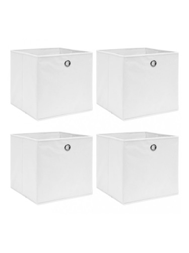 Sonata Кутии за съхранение, 4 бр, бели, 32x32x32 см, текстил