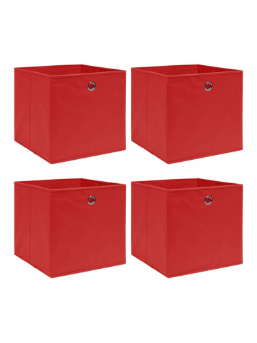 Sonata Кутии за съхранение, 4 бр, червени, 32x32x32 см, текстил