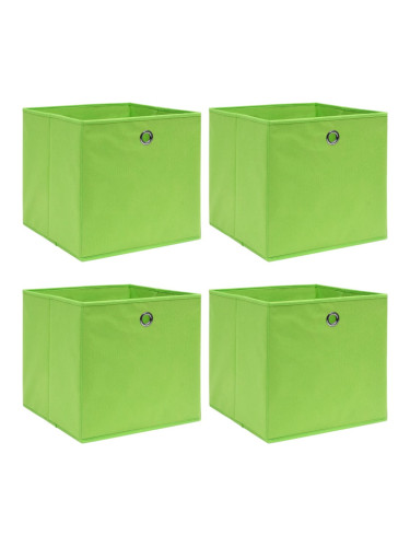 Sonata Кутии за съхранение, 4 бр, зелени, 32x32x32 см, текстил