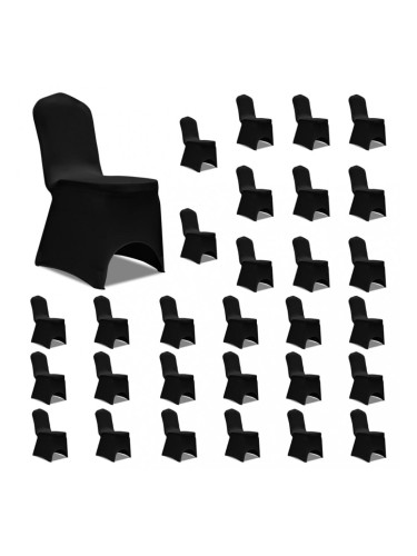 Sonata Калъфи за столове, разтегателни, черни, 30 бр