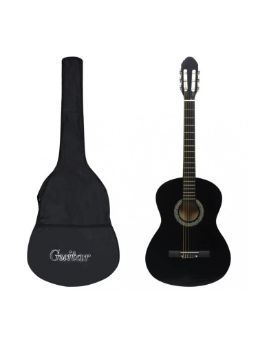 Sonata Класическа китара за начинаещи с калъф, черна, 4/4, 39"