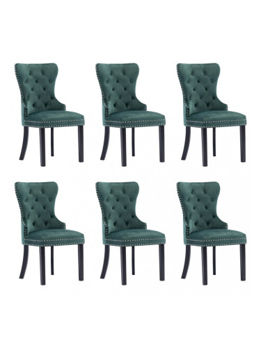 Sonata Трапезни столове, 6 бр, тъмнозелени, кадифе