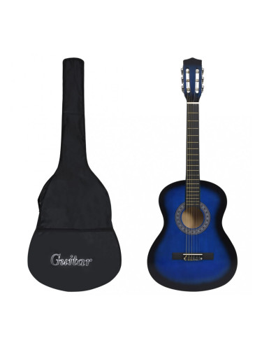 Sonata Класическа китара за начинаещи с калъф, синя, 3/4, 36"