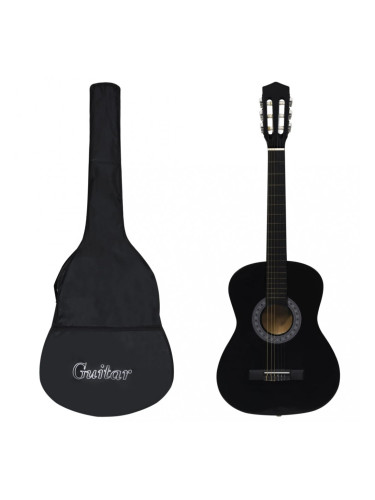 Sonata Класическа китара за начинаещи с калъф, черна, 3/4, 36"