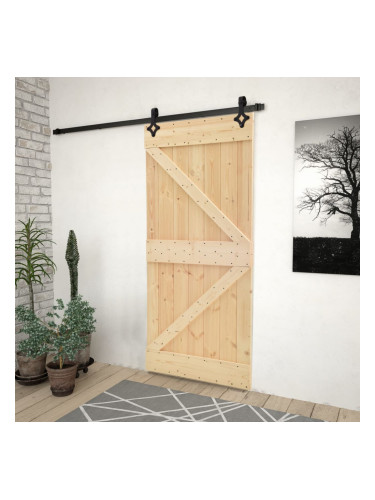 Sonata Плъзгаща врата с монтажни части, 80x210 см, борово дърво масив