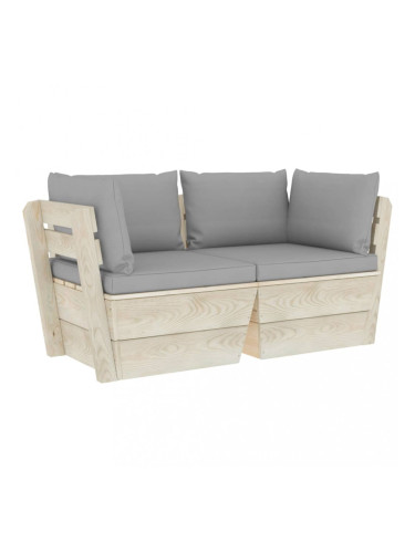 Sonata Градински 2-местен палетен диван възглавници импрегниран смърч