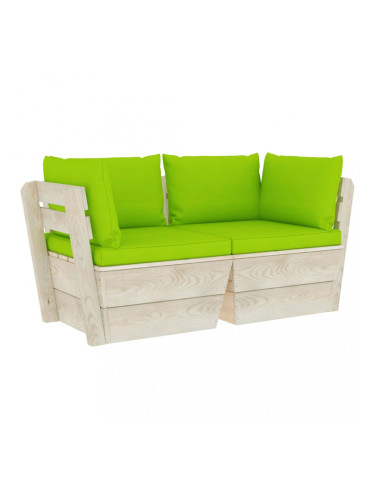 Sonata Градински 2-местен палетен диван възглавници импрегниран смърч