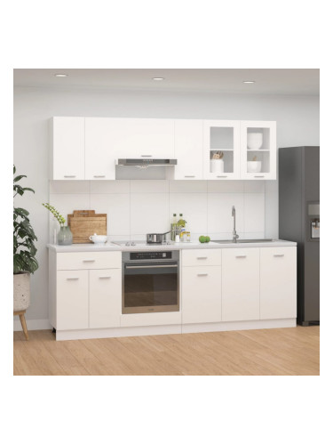 Sonata Комплект кухненски шкафове от 8 части, бял, ПДЧ