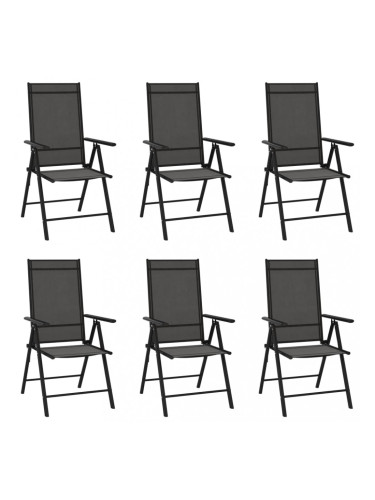 Sonata Сгъваеми градински столове, 6 бр, Textilene, черни
