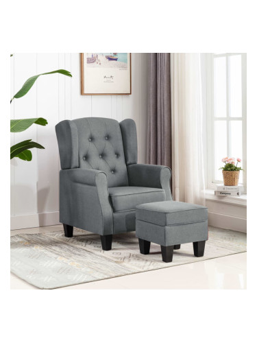 Sonata Фотьойл с табуретка за крака, светлосив, текстил