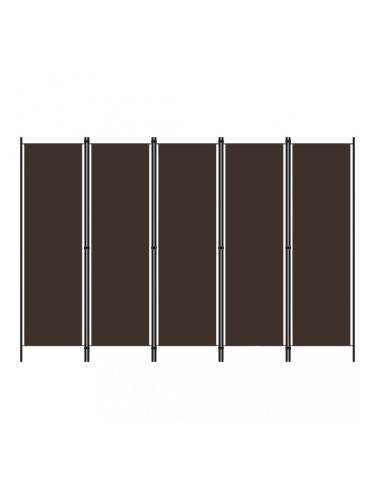Sonata Параван за стая, 5 панела, кафяв, 250x180 см