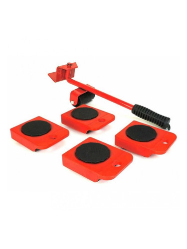 HI Комплект за пренасяне на мебели с колелца, червено и черно