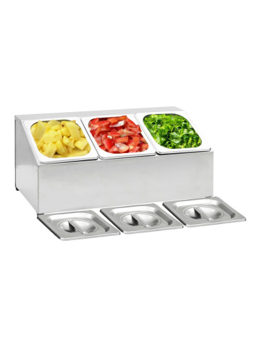 Sonata Гастронорм контейнер държач с 3 GN съда 1/6 неръждаема стомана