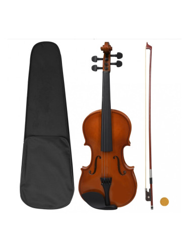 Sonata Пълен комплект цигулка с лък и подбрадник, тъмно дърво, 4/4