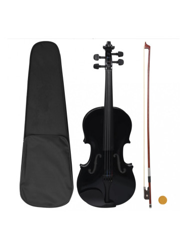 Sonata Пълен комплект цигулка с лък и подбрадник, черна, 4/4