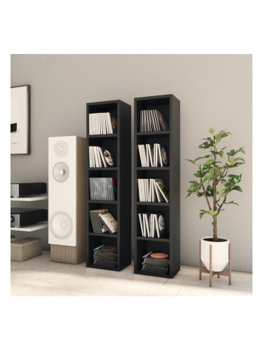 Sonata CD шкафове, 2 бр, черни, 21x16x93,5 см, ПДЧ