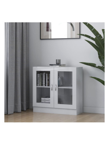 Sonata Шкаф витрина, бял гланц, 82,5x30,5x80 см, ПДЧ