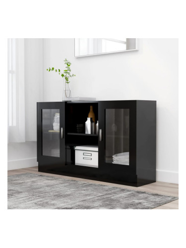 Sonata Шкаф витрина, черен, 120x30,5x70 см, ПДЧ