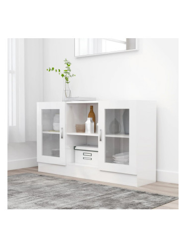 Sonata Шкаф витрина, бял гланц, 120x30,5x70 см, ПДЧ