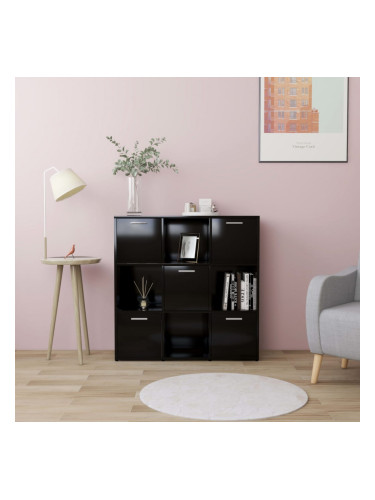 Sonata Шкаф библиотека, черен, 90x30x90 см, ПДЧ