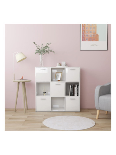 Sonata Шкаф библиотека, бял гланц, 90x30x90 см, ПДЧ