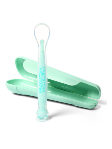 BabyOno Be Active Suction Baby Spoon лъжичка + опаковка Green 6 m+ 1 бр.