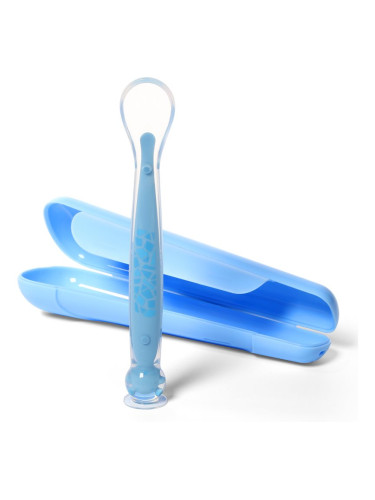 BabyOno Be Active Suction Baby Spoon лъжичка + опаковка Blue 6 m+ 1 бр.
