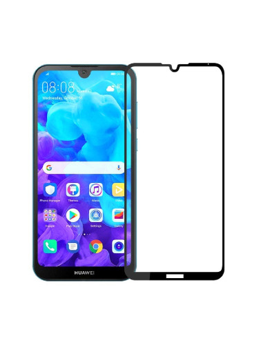 Стъклен протектор за дисплей MBX 5D Full с цяло лепило, За Huawei Y6 (2019)/Honor 8A/Pro/Prime, Черен