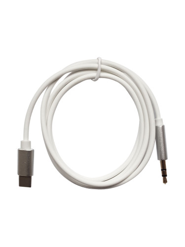 Кабел AUX MBX с 2 pins, Мъжко 3.5мм към USB-C, Бял