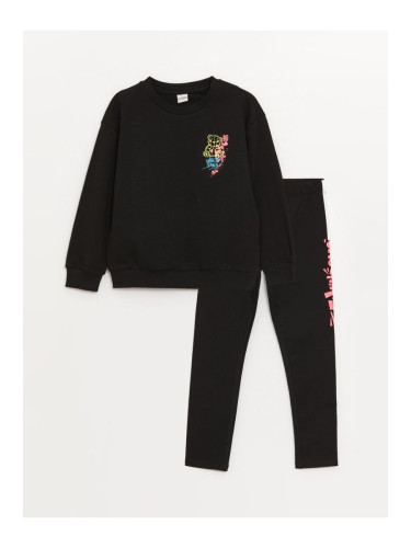 LC Waikiki Girls' Crew Neck Printed Long Sleeve Sweatshirts and Tights