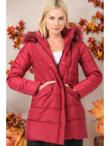 Z6745 DEWBERRY LADIES' COAT-PLAIN BURGUNDY
