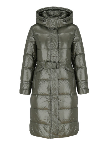 PERSO Woman's Women's long real down coat with a belt