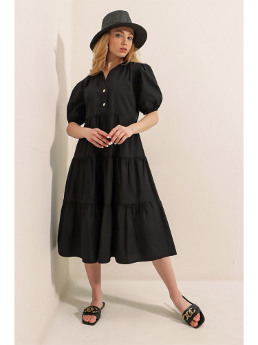 Bigdart 1937 Watermelon Sleeve Layered Dress - Black