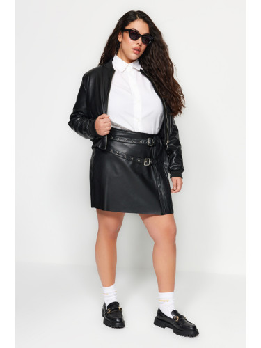 Trendyol Curve Black Belt Detail Mini Woven Skirt