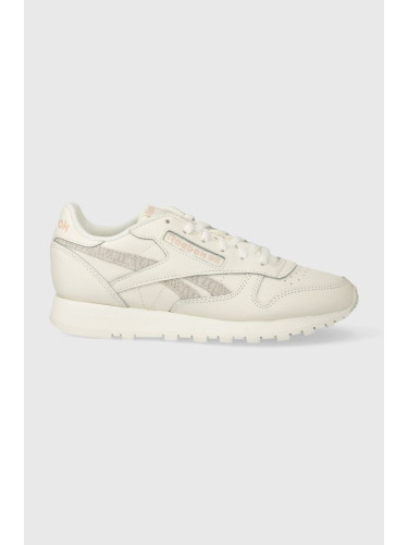 Кожени маратонки Reebok CL Leather в бежово