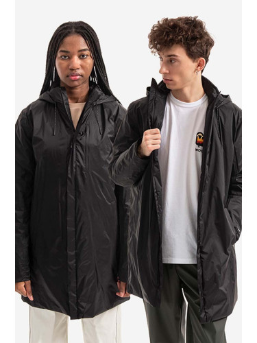 Яке Rains Padded Nylon Coat 15480 BLACK в черно с преходна изолация с уголемена кройка