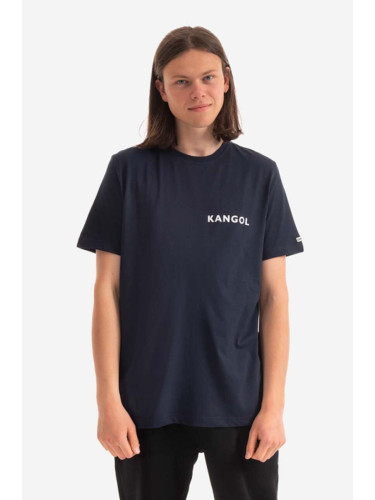 Памучна тениска Kangol Heritage Basic в тъмносиньо с принт