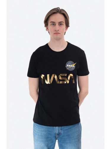 Памучна тениска Alpha Industries NASA Reflective T в черно с принт 178501.365