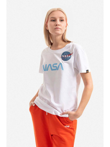 Памучна тениска Alpha Industries NASA PM в бяло