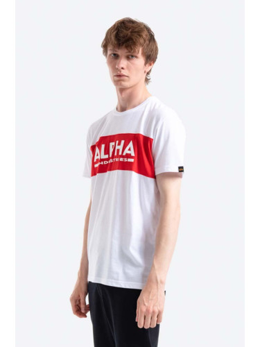 Памучна тениска Alpha Industries в бяло с принт
