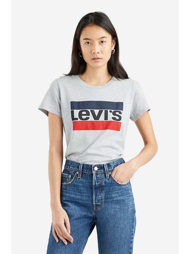 Памучна тениска Levi's The Perfect Tee в сиво