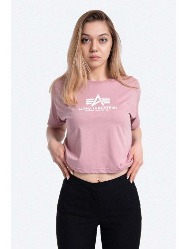 Памучна тениска Alpha Industries Basic Tee в розово