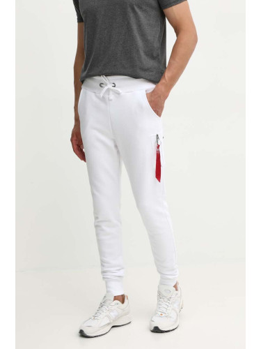 Спортен панталон Alpha Industries в бяло с изчистен дизайн