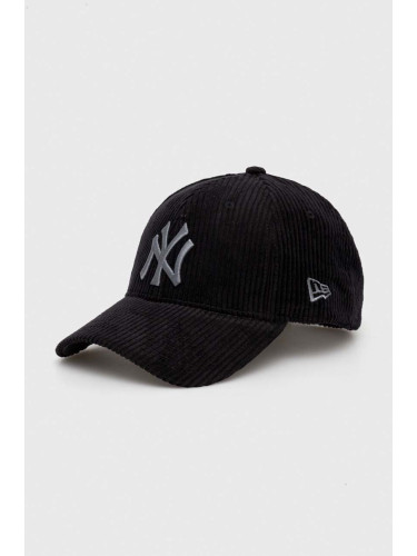 Джинсова шапка с козирка New Era в черно с апликация NEW YORK YANKEES