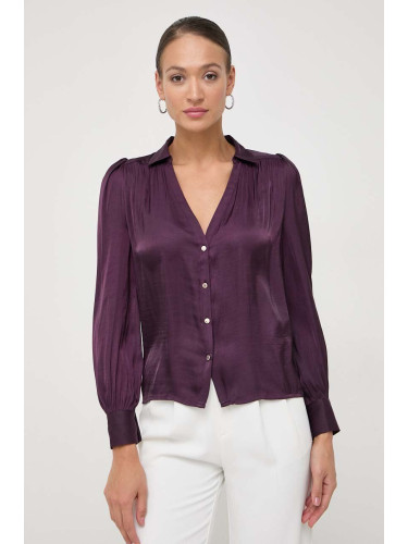 Риза Morgan дамска в лилаво със стандартна кройка с класическа яка