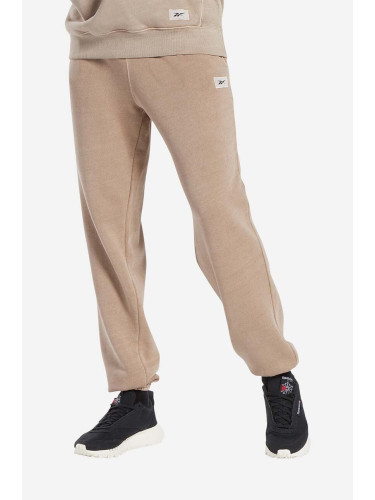 Памучен спортен панталон Reebok Classic Natural Dye FT в бежово с изчистен дизайн