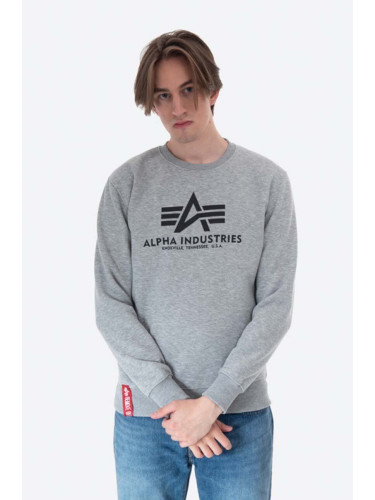 Суичър Alpha Industries Basic Sweater в сиво с принт 178302.17
