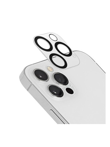 Стъклен протектор за задна камера 5D Full MBX за Apple iPhone 12 Pro (6.1) с черни рингове, Прозрачен