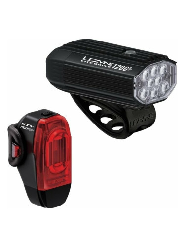 Lezyne Lite Drive 1200+/KTV Drive Pro+ Pair Satin Black/Black Front 1200 lm / Rear 150 lm Велосипедна лампа