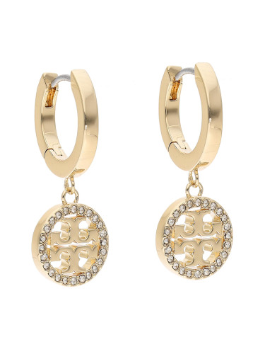 Обици Tory Burch Miller Pave Hoop Earring 87041 Златист